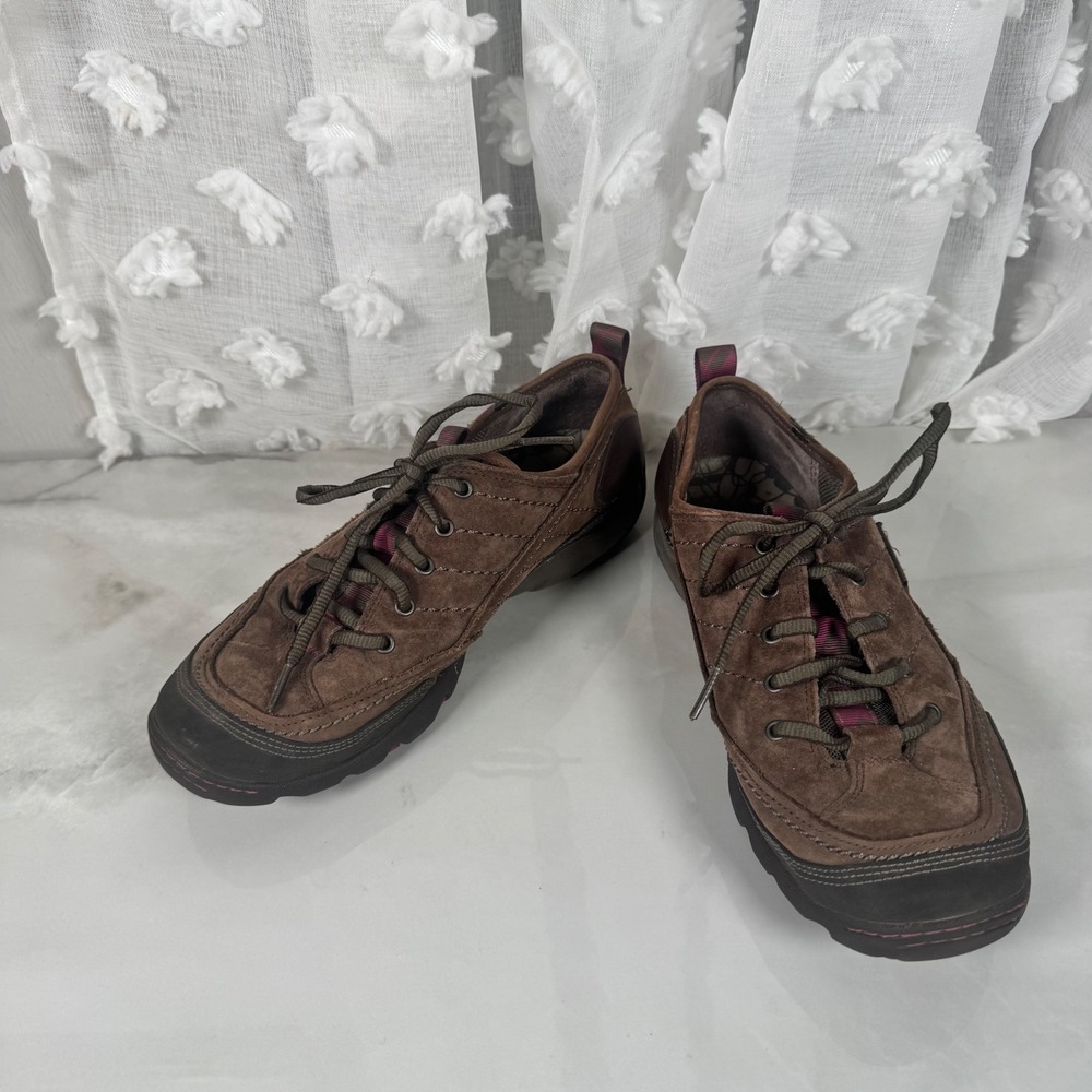 Merrell Stone Mimosa Lace Hiking Sneakers Brown Leather Outdoor Gorpcore Flaws 8